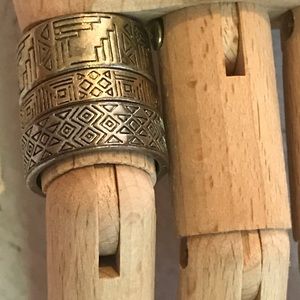 Geometric Silver & Gold Tone Ring Trio Sz 7/7.5